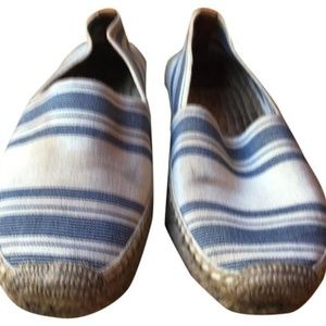 Navy and cream espadrille slip-ons